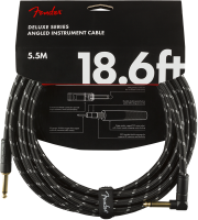 Fender Deluxe Series Instrument Cable Angled - 5.5m - BK