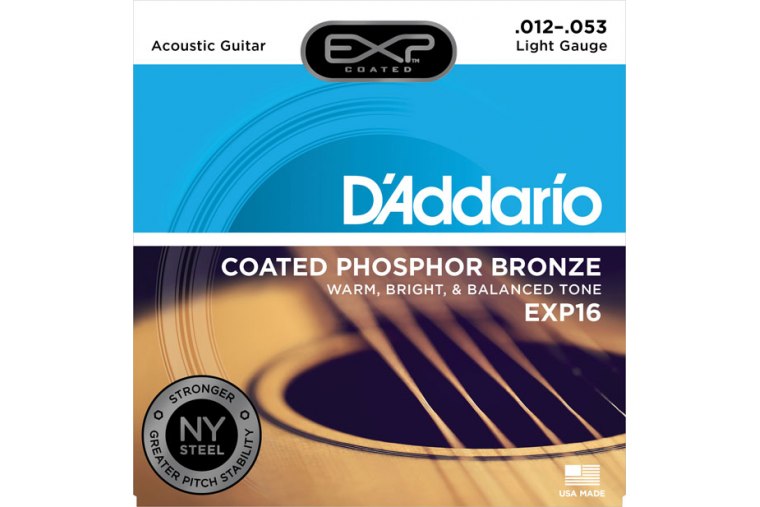 D'Addario EXP16 Coated Phosphor Bronze, Light, 12-53