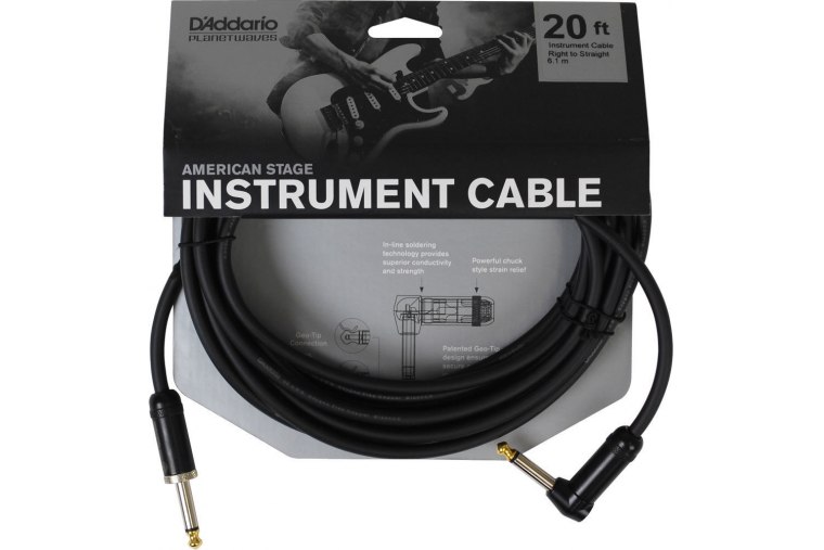 D'Addario American Stage Instrument Cable Angled - 6m